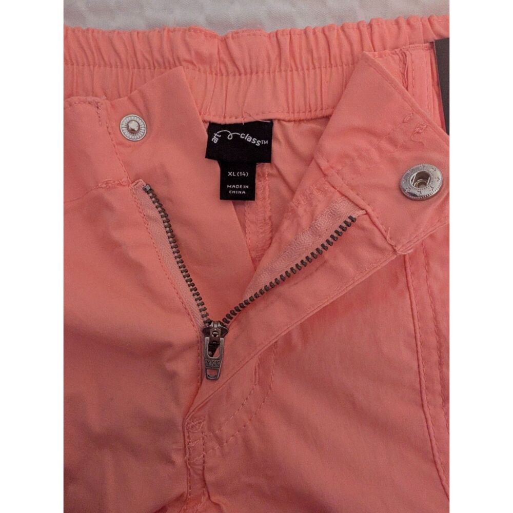 Art Class Girls Cargo Mid Rise, Relaxed Leg Pants Pom Pom Pink Size XL (14) - Picture 3 of 5